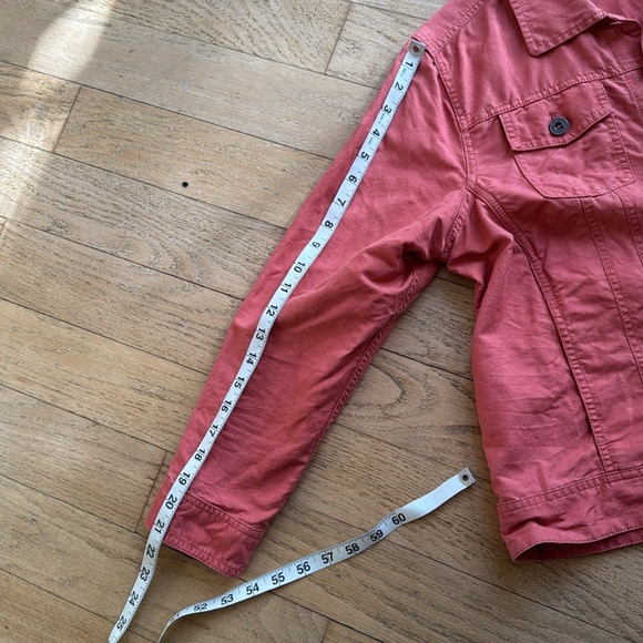 LLBean Jacket Shacket Button Front Linen Cotton Salmon Coral Pink Size M Pockets - Picture 10 of 13